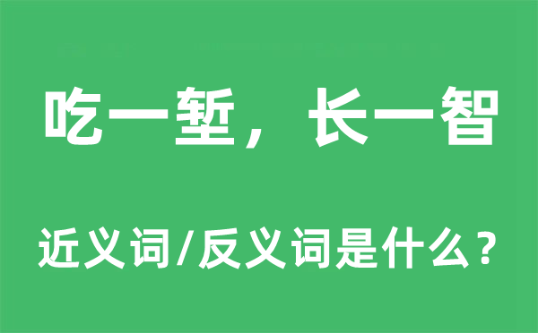 吃一塹，長一智的近義詞和反義詞是什么,吃一塹，長一智是什么意思
