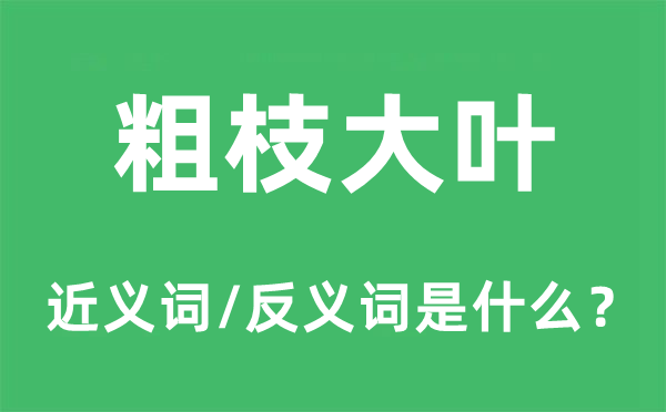 粗枝大葉的近義詞和反義詞是什么,粗枝大葉是什么意思