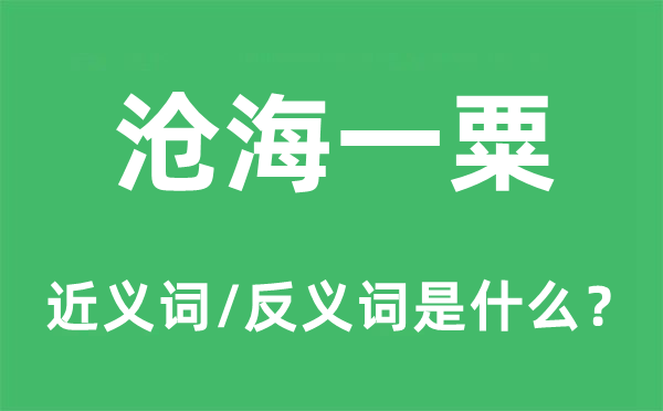 滄海一粟的近義詞和反義詞是什么,滄海一粟是什么意思