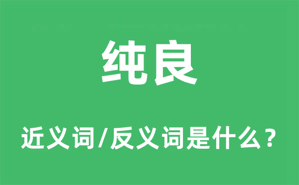 純良的近義詞和反義詞是什么,純良是什么意思