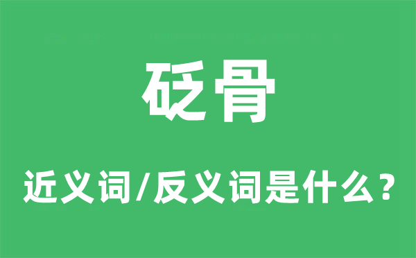 砭骨的近義詞和反義詞是什么,砭骨是什么意思