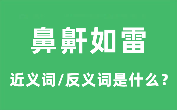 鼻鼾如雷的近義詞和反義詞是什么,鼻鼾如雷是什么意思
