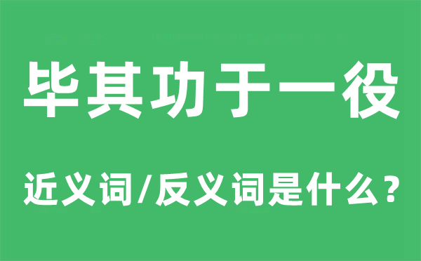 畢其功于一役的近義詞和反義詞是什么,畢其功于一役是什么意思