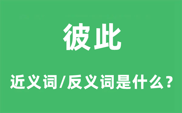 彼此的近義詞和反義詞是什么,彼此是什么意思