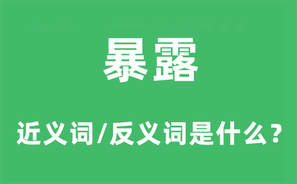 暴露的近義詞和反義詞是什么,暴露是什么意思