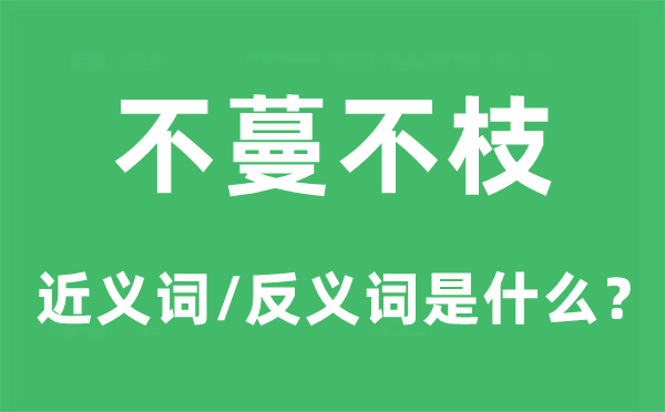 不蔓不枝的近義詞和反義詞是什么,不蔓不枝是什么意思