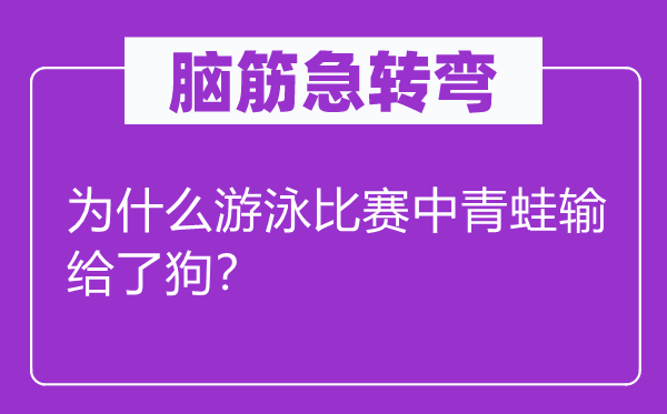 腦筋急轉(zhuǎn)彎：為什么游泳比賽中青蛙輸給了狗？