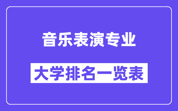 全國音樂表演專業(yè)大學排名一覽表（最新排行榜）