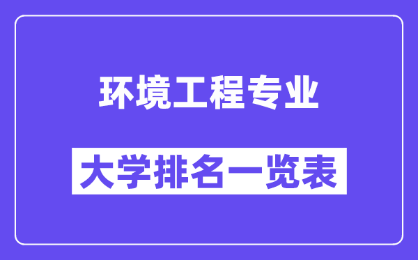 全國(guó)環(huán)境工程專(zhuān)業(yè)大學(xué)排名一覽表(最新排行榜)