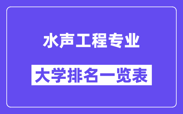 全國(guó)水聲工程專業(yè)大學(xué)排名一覽表(最新排行榜)