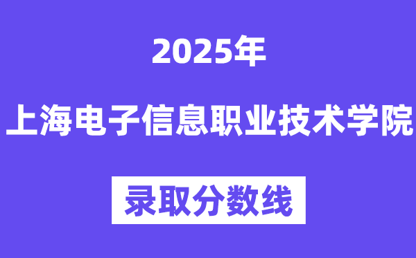 2025上海電子信息職業(yè)技術學院錄取分數(shù)線（含2024年錄取情況）