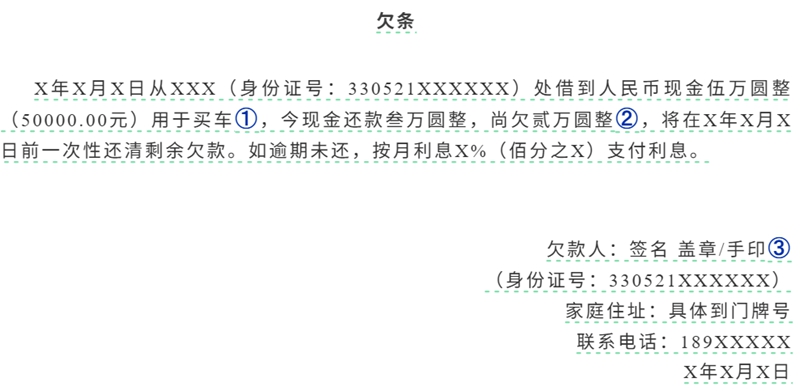 欠條怎么寫,欠條的正規(guī)模板及格式范本